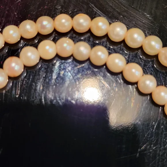 10kt White Gold Graduated Pearl Necklace 17" Vintage - Picture 11 of 14